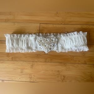 80’s Vintage Lace and bead detail belt, spandex, snap button, handmade